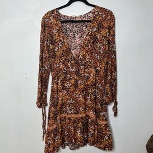 Hem & Thread Multicolor Floral Long Sleeve Dress